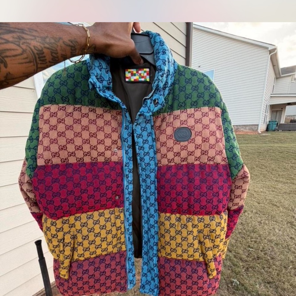 Gucci Colorful Logo Patchwork Puffer Jacket - image 1